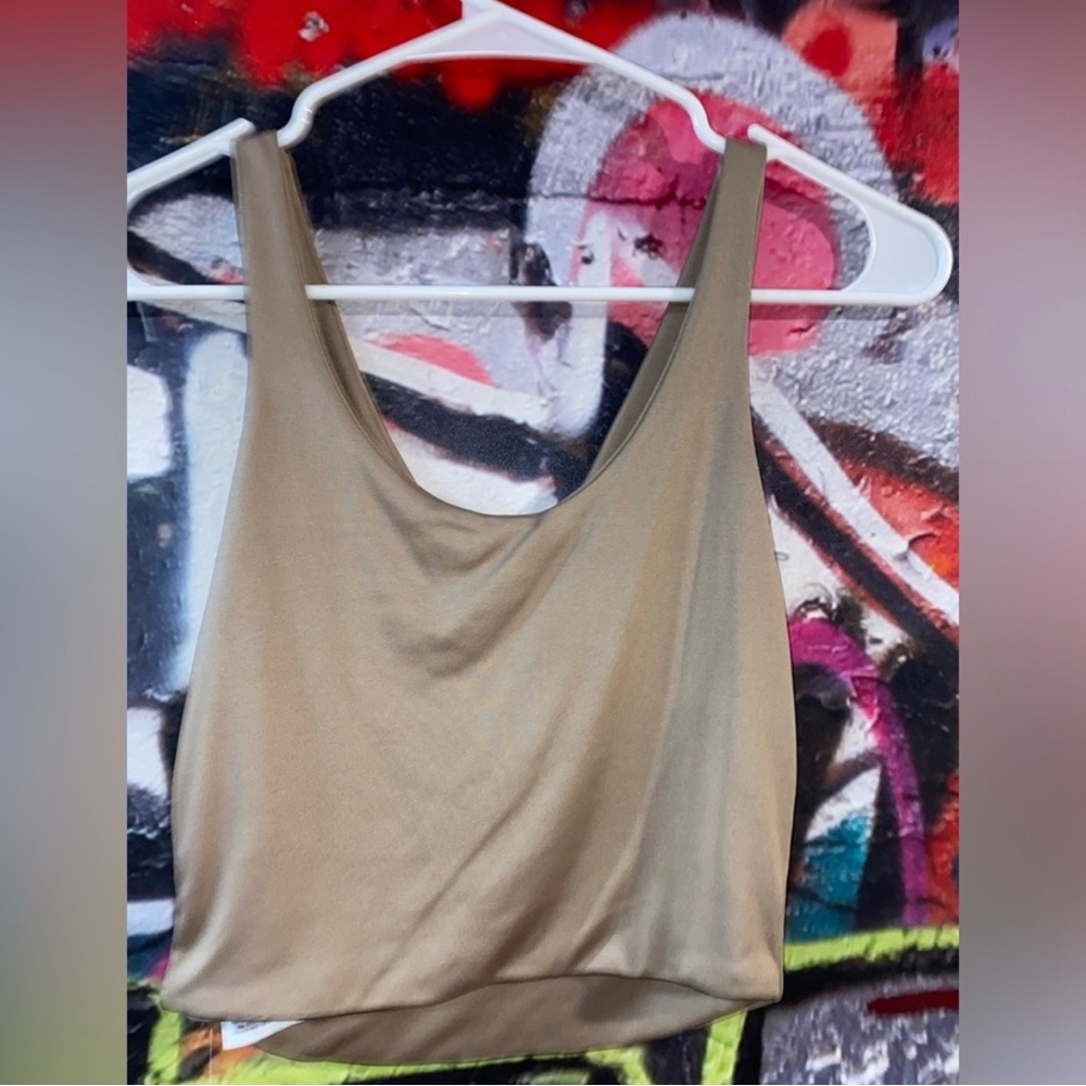 Amisu Chic Beige Tank Top-XS - Picture 3 of 4